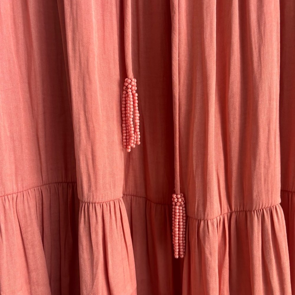 NWT Rachel Zoe Pull On Midi Tiered Skirt with Embroidery Terracotta Tassle Skirt - Picture 3 of 9
